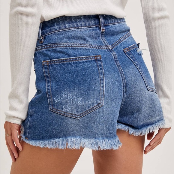 Distressed Blue Denim Shorts - Picture 3 of 3